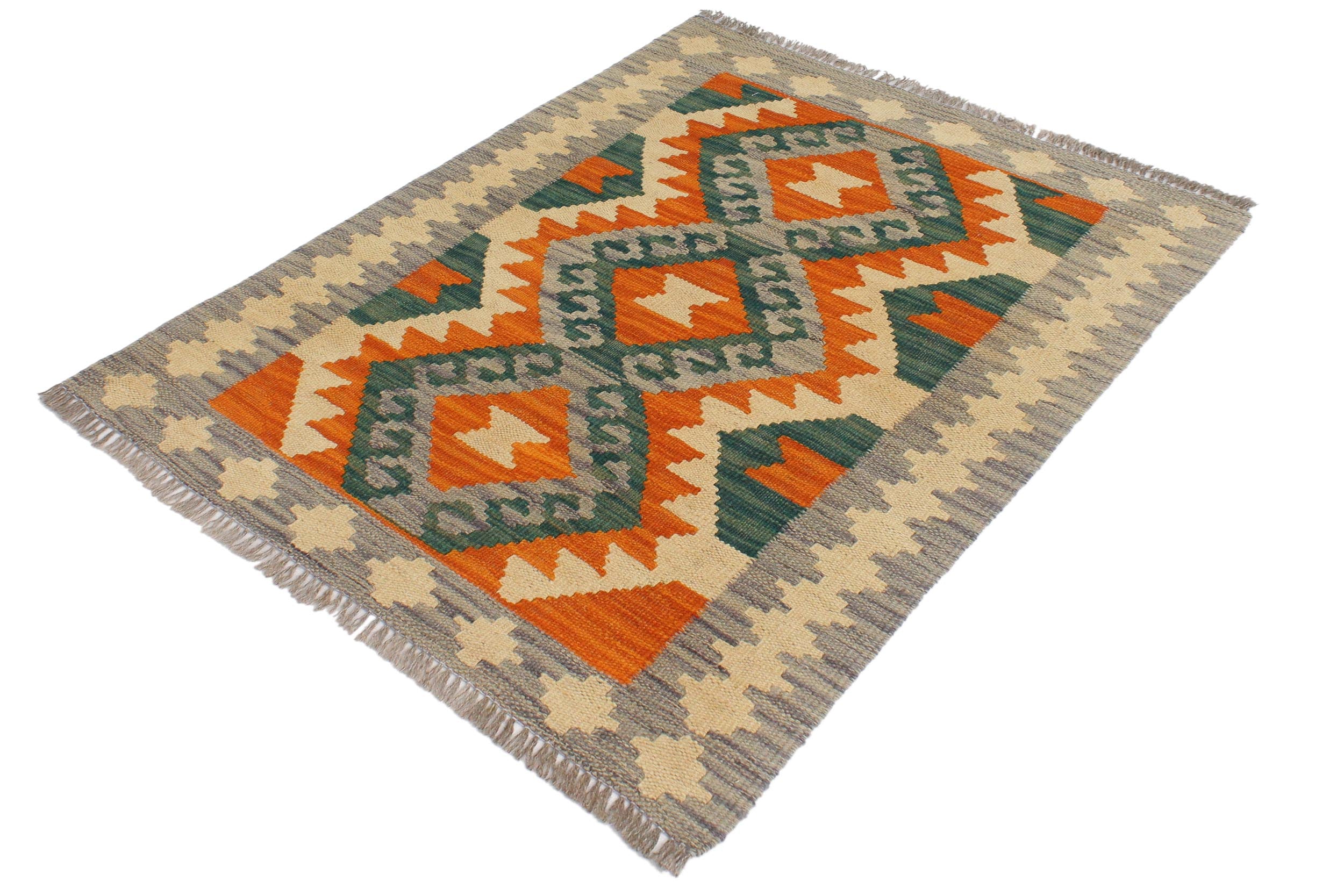 handmade Geometric Kilim Rust Purple Hand-Woven RECTANGLE 100% WOOL area rug 2' x 3'