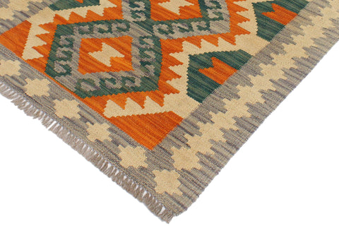 handmade Geometric Kilim Rust Purple Hand-Woven RECTANGLE 100% WOOL area rug 2' x 3'