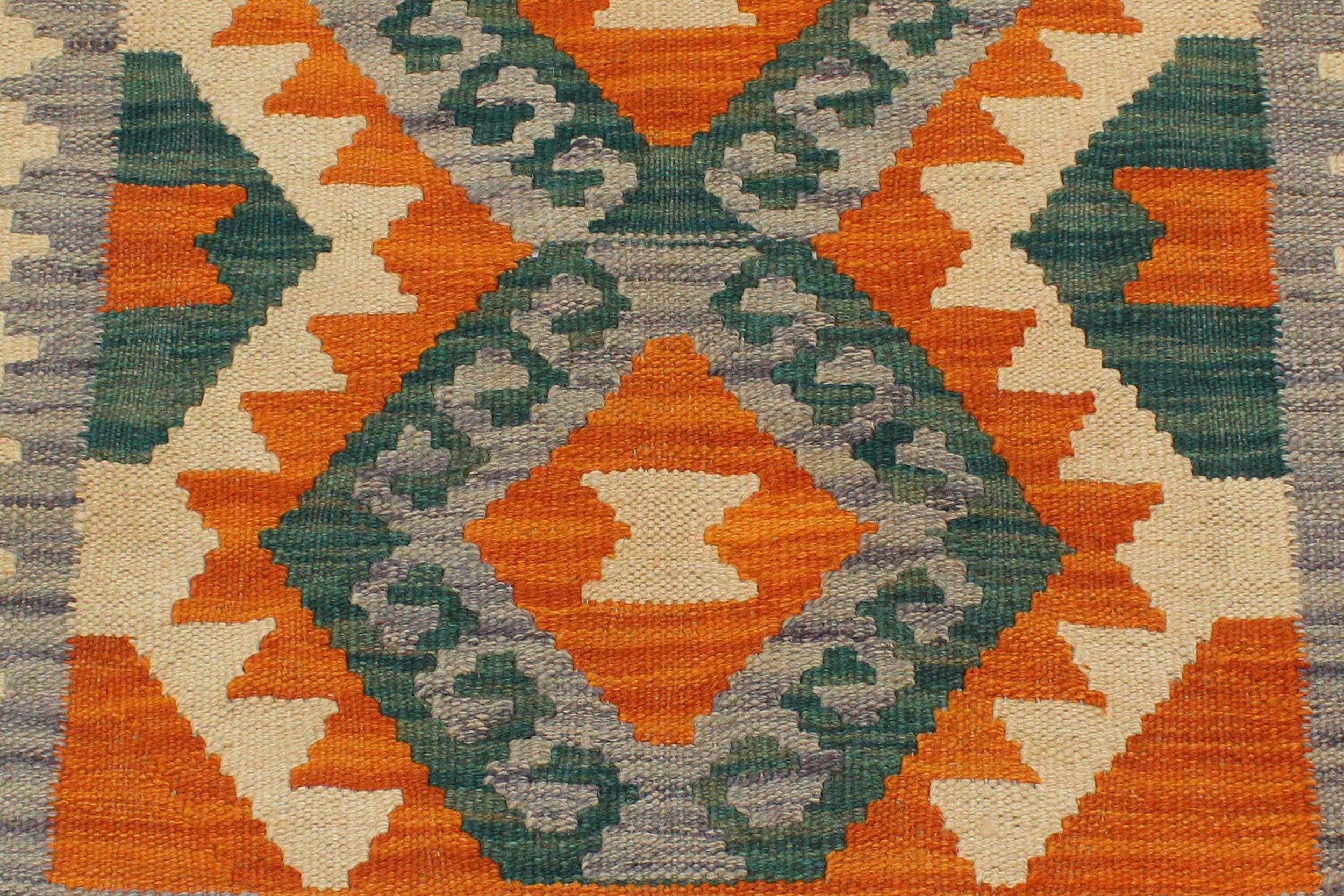 handmade Geometric Kilim Rust Purple Hand-Woven RECTANGLE 100% WOOL area rug 2' x 3'