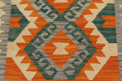 handmade Geometric Kilim Rust Purple Hand-Woven RECTANGLE 100% WOOL area rug 2' x 3'