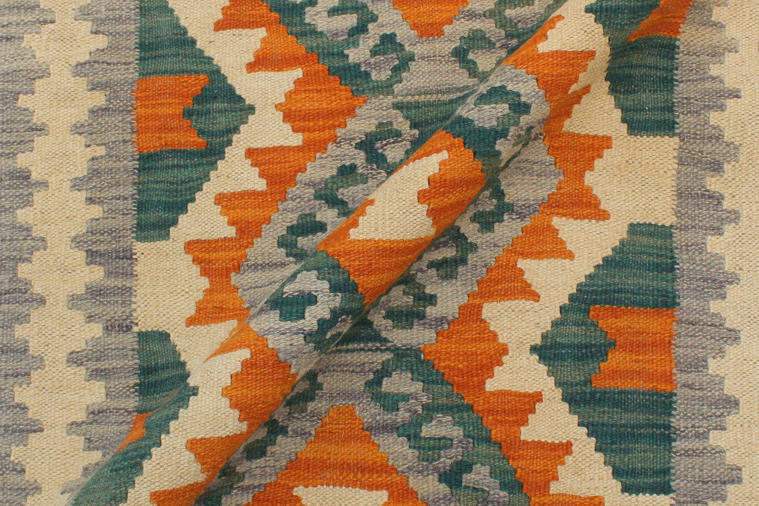 handmade Geometric Kilim Rust Purple Hand-Woven RECTANGLE 100% WOOL area rug 2' x 3'