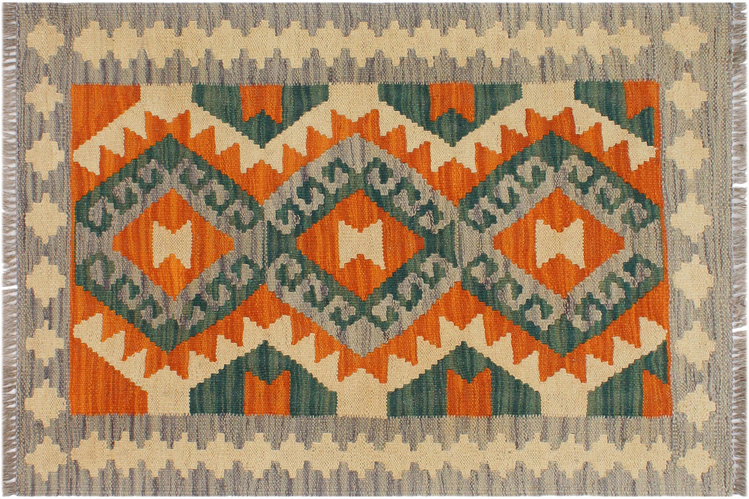handmade Geometric Kilim Rust Purple Hand-Woven RECTANGLE 100% WOOL area rug 2' x 3'