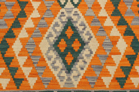 handmade Geometric Kilim Orange Purple Hand-Woven RECTANGLE 100% WOOL area rug 2' x 3'