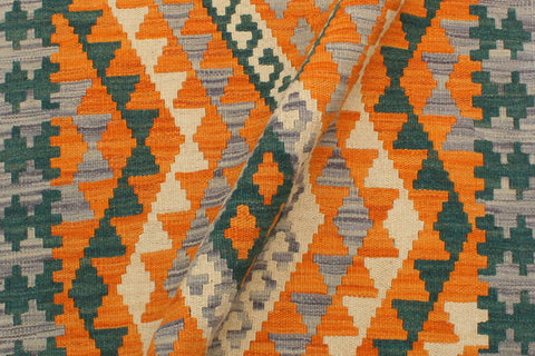 handmade Geometric Kilim Orange Purple Hand-Woven RECTANGLE 100% WOOL area rug 2' x 3'