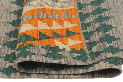 handmade Geometric Kilim Orange Purple Hand-Woven RECTANGLE 100% WOOL area rug 2' x 3'
