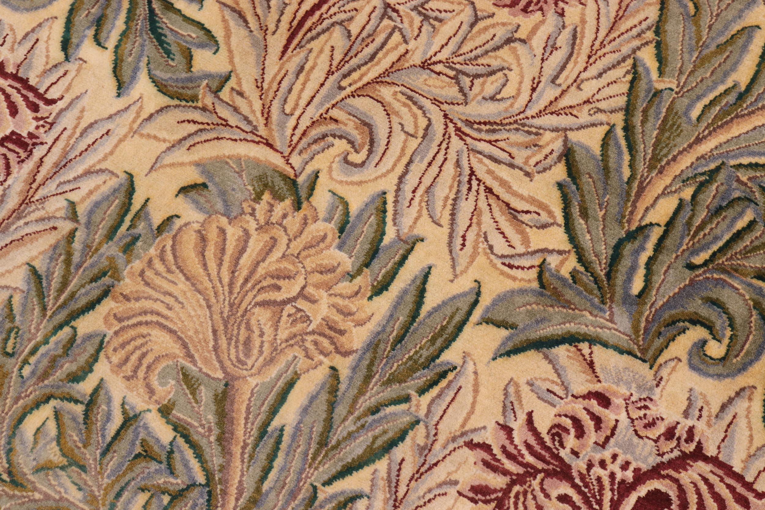 handmade Transitional Tulip Gold Green Hand Knotted RECTANGLE 100% WOOL area rug 10x14