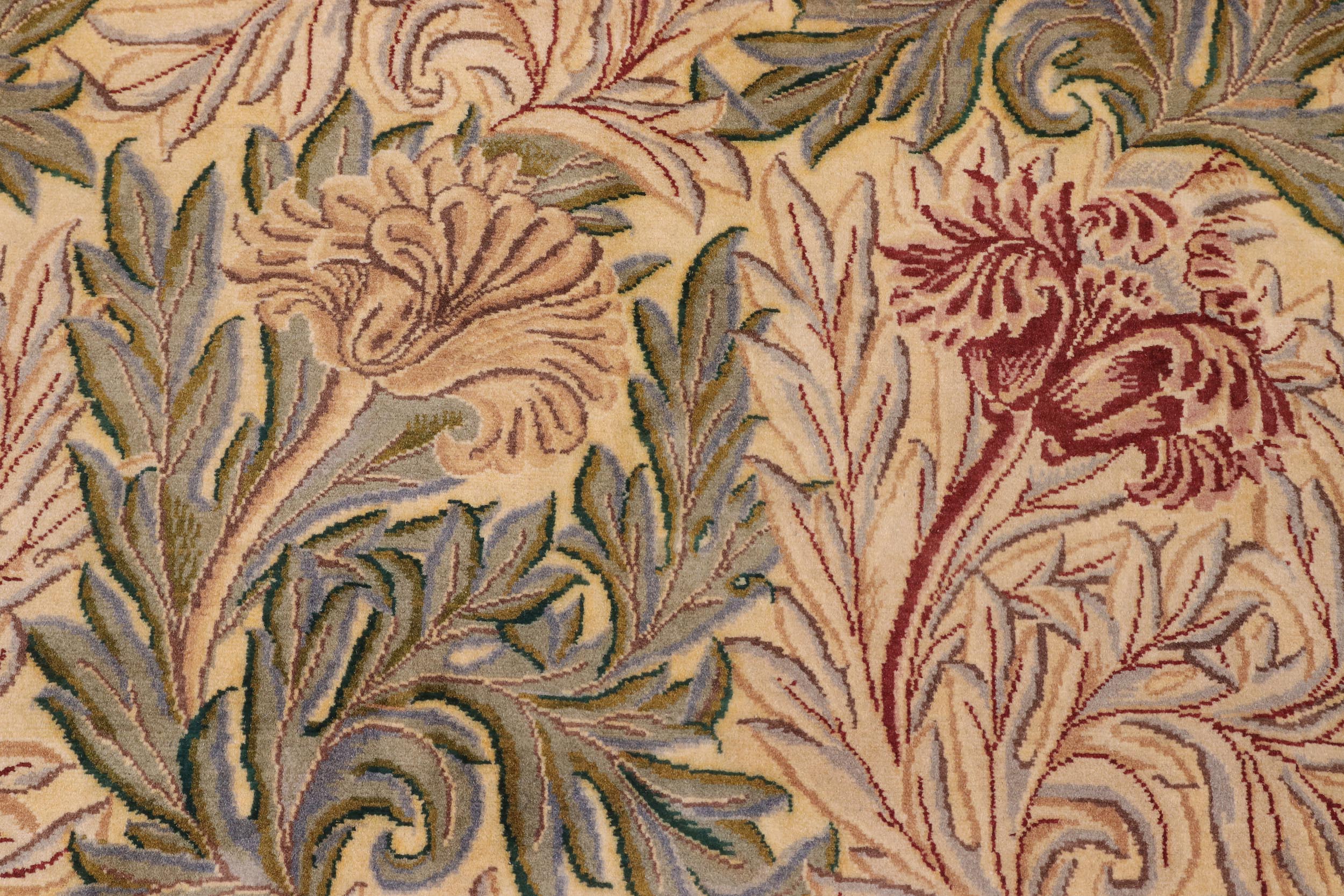 handmade Transitional Tulip Gold Green Hand Knotted RECTANGLE 100% WOOL area rug 10x14