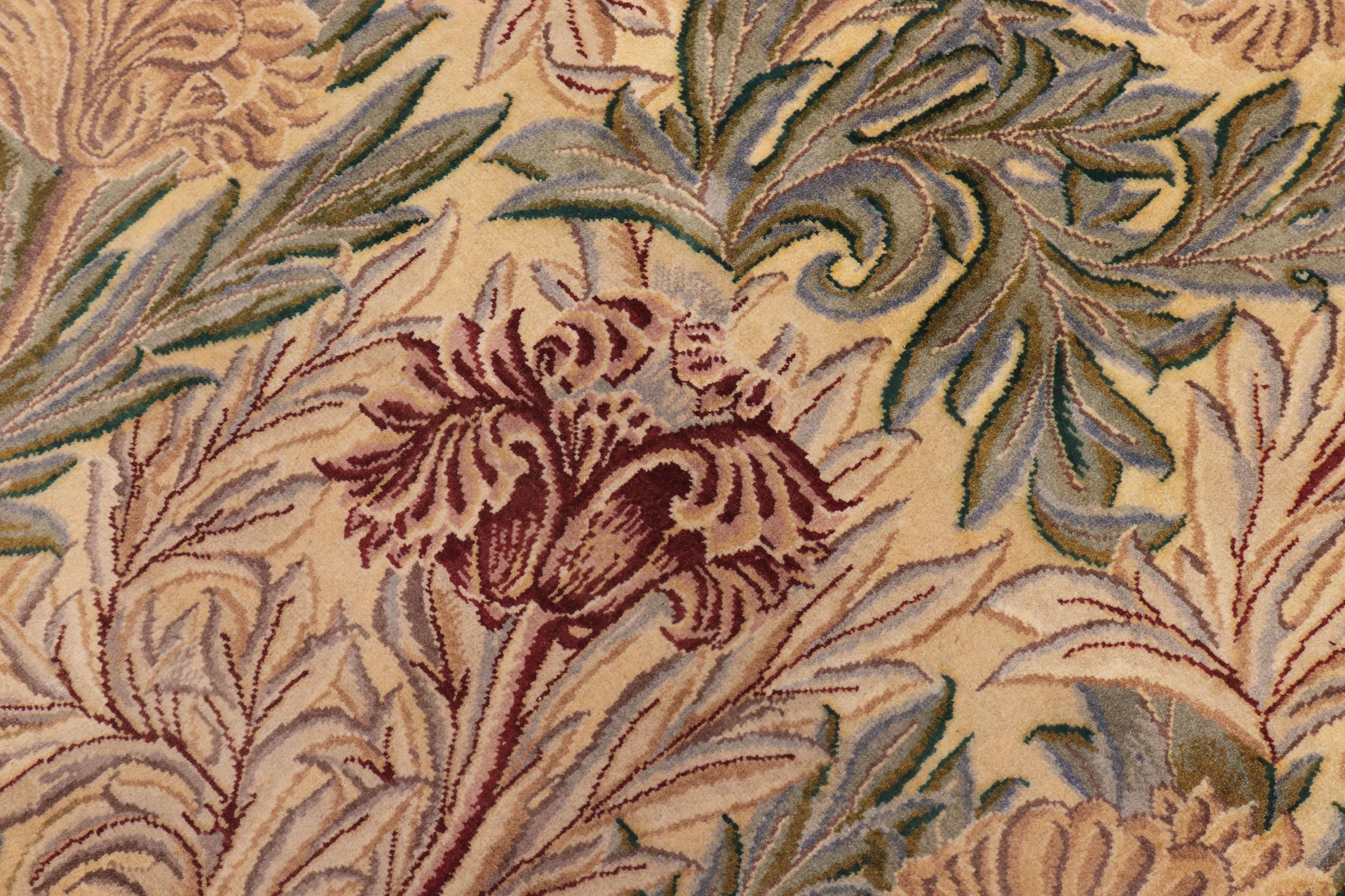 handmade Transitional Tulip Gold Green Hand Knotted RECTANGLE 100% WOOL area rug 10x14