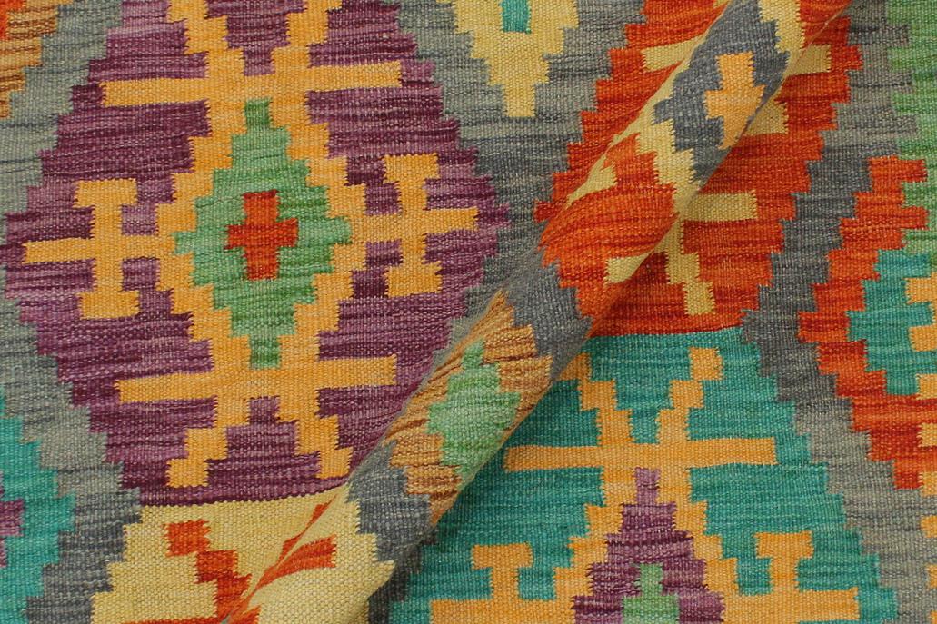 Flat Weave Kilim Antique Navaho Vintage handmade Geometric Kilim Gray Rust Hand-Woven Rectangle 100% Wool Area Rug 3x4 