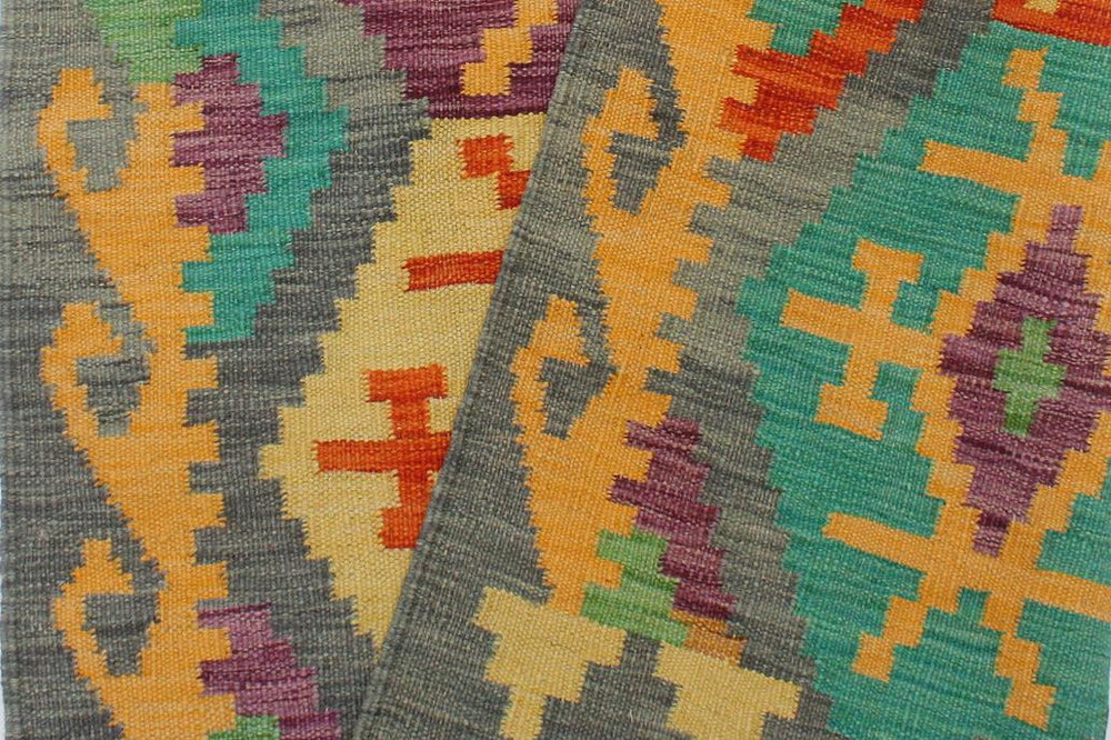 Flat Weave Kilim Antique Navaho Vintage handmade Geometric Kilim Gray Rust Hand-Woven Rectangle 100% Wool Area Rug 3x4 