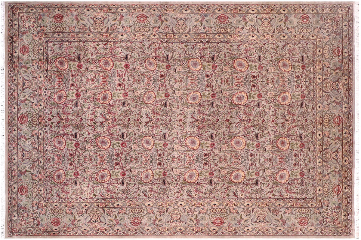 handmade Transitional Rosheen Gray Gray Hand Knotted RECTANGLE 100% WOOL area rug 10x14