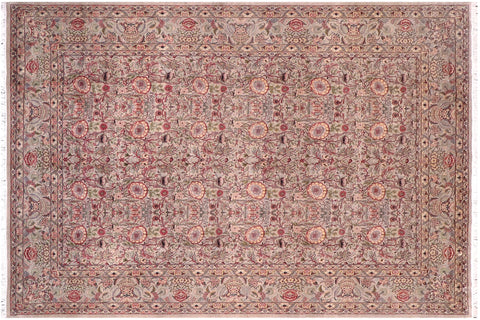 handmade Transitional Rosheen Gray Gray Hand Knotted RECTANGLE 100% WOOL area rug 10x14