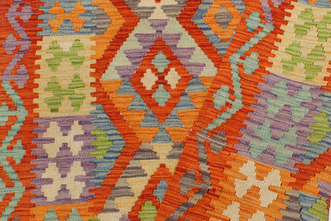 handmade Geometric Kilim Rust Blue Hand-Woven RECTANGLE 100% WOOL area rug 3 x 4