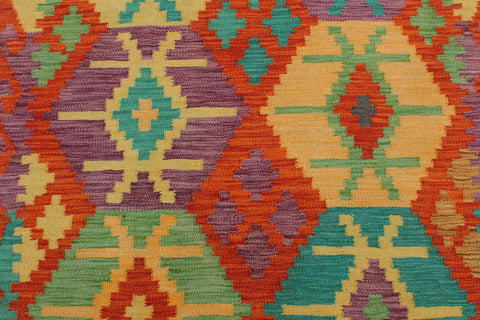 handmade Geometric Kilim Rust Gold Hand-Woven RECTANGLE 100% WOOL area rug 3 x 4
