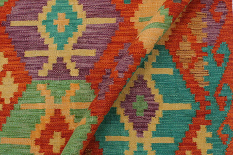 handmade Geometric Kilim Rust Gold Hand-Woven RECTANGLE 100% WOOL area rug 3 x 4