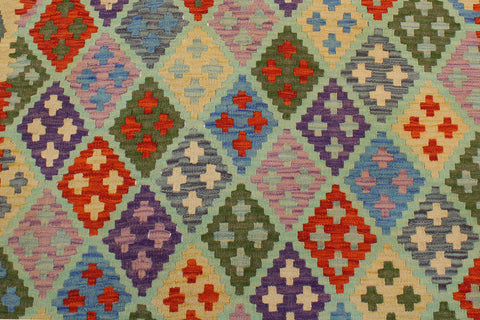 handmade Geometric Kilim Blue Green Hand-Woven RECTANGLE 100% WOOL area rug 3 x 5