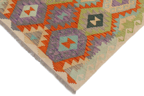 handmade Geometric Kilim Rust Beige Hand-Woven RECTANGLE 100% WOOL area rug 3 x 4
