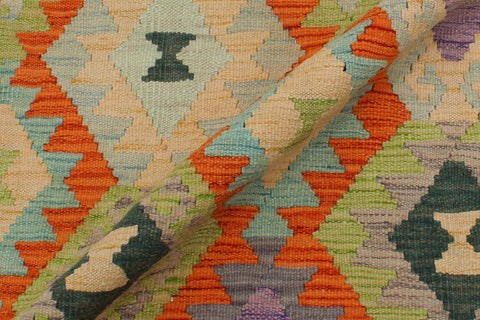 handmade Geometric Kilim Rust Beige Hand-Woven RECTANGLE 100% WOOL area rug 3 x 4