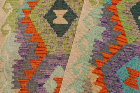handmade Geometric Kilim Rust Beige Hand-Woven RECTANGLE 100% WOOL area rug 3 x 4