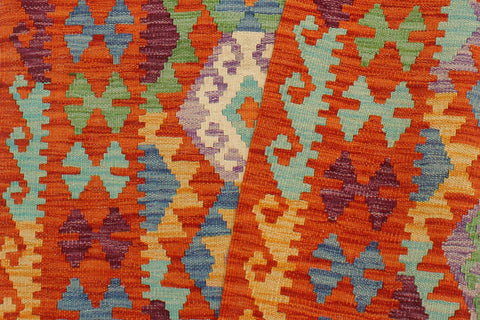 handmade Geometric Kilim Rust Blue Hand-Woven RECTANGLE 100% WOOL area rug 3 x 4