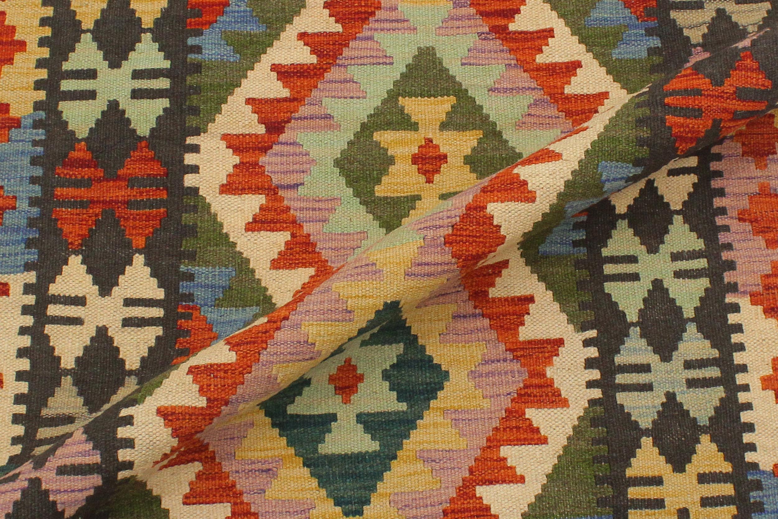 handmade Geometric Kilim Rust Charcoal Hand-Woven RECTANGLE 100% WOOL area rug 3' x 4'