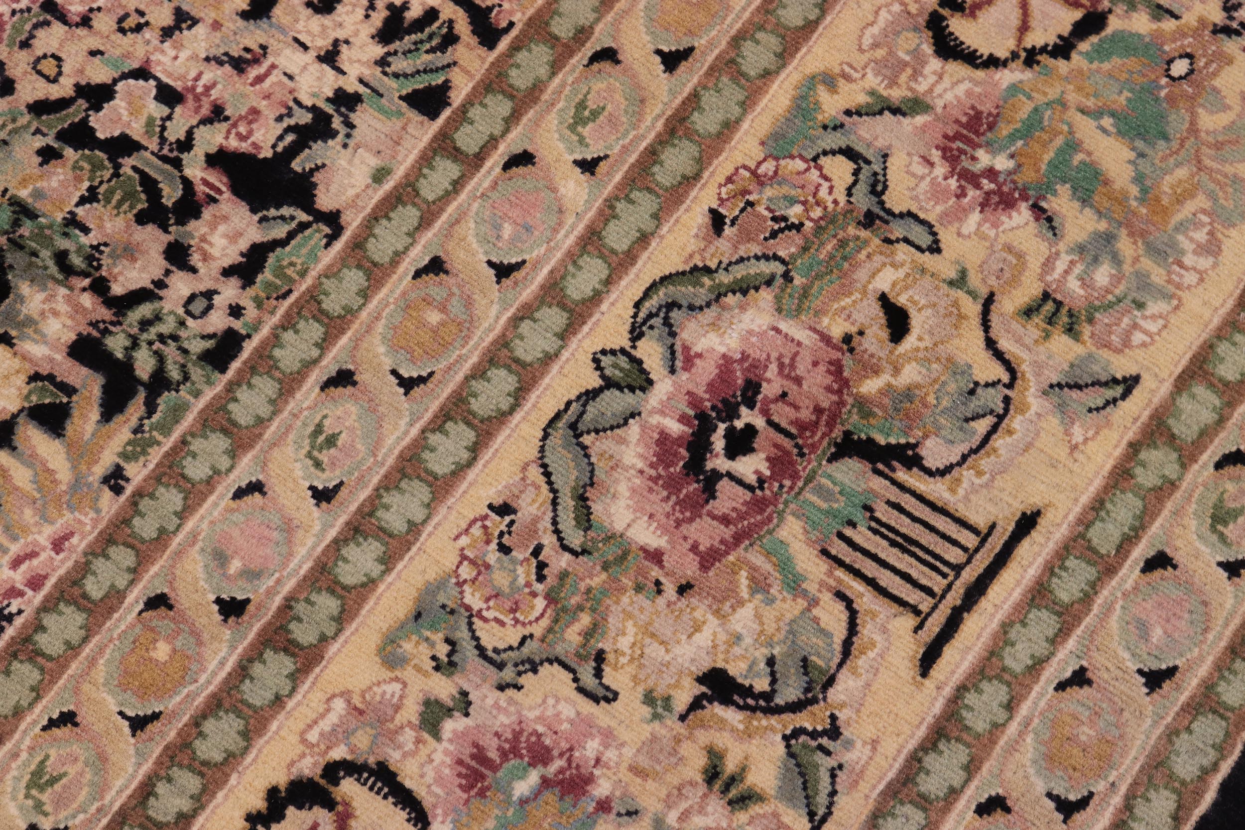 handmade Transitional Inkalab Black Beige Hand Knotted RECTANGLE 100% WOOL area rug 10x14