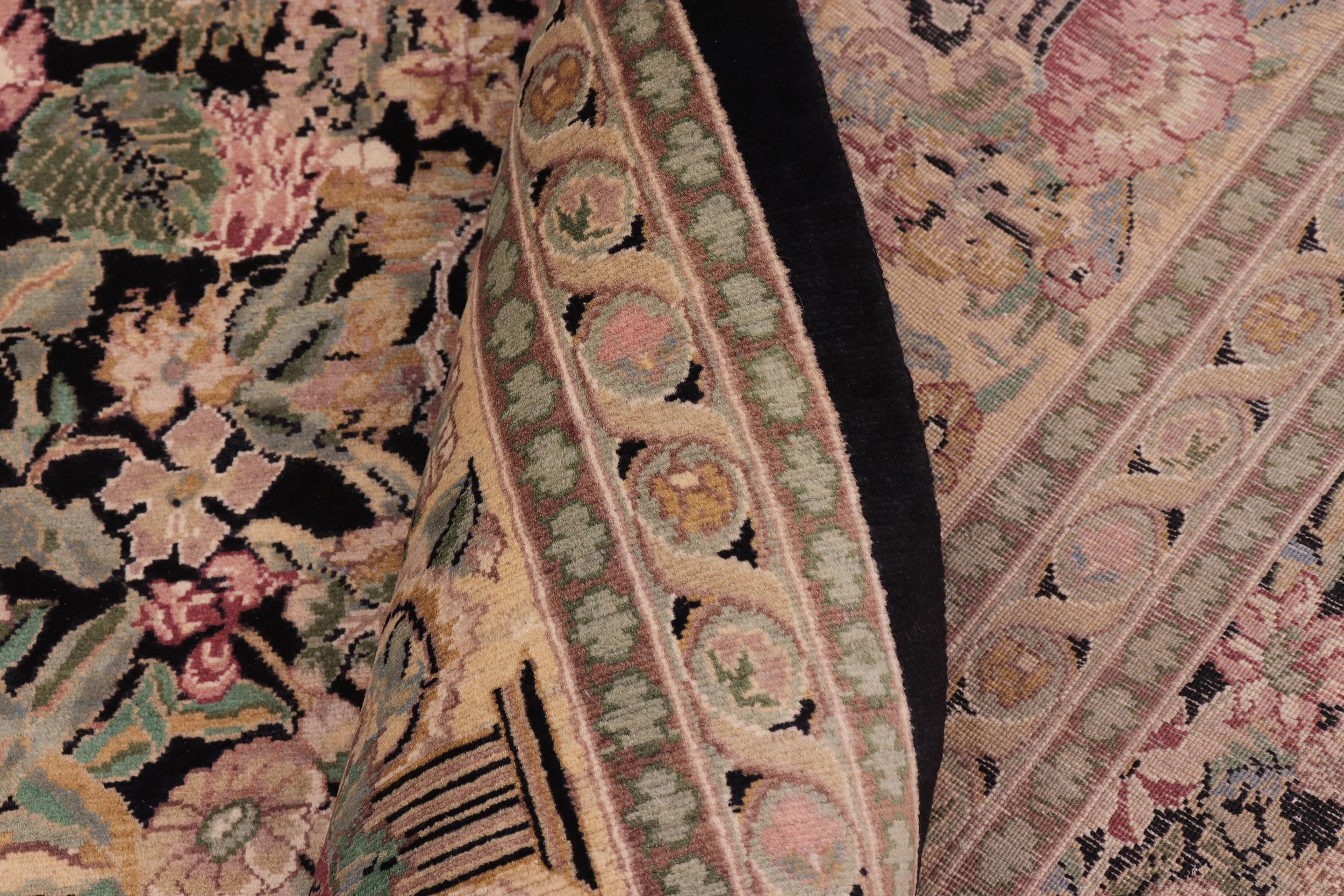 handmade Transitional Inkalab Black Beige Hand Knotted RECTANGLE 100% WOOL area rug 10x14