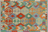 Tribal Turkish Kilim Fannie Hand-Woven Wool Rug - 3'7'' x 5'0''