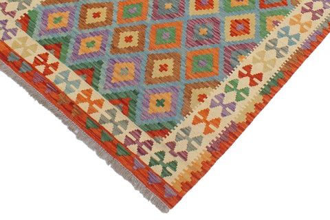 handmade Geometric Kilim Blue Beige Hand-Woven RECTANGLE 100% WOOL area rug 3 x 5