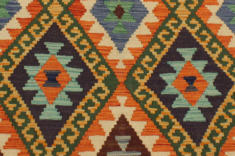 handmade Geometric Kilim Rust Gold Hand-Woven RECTANGLE 100% WOOL area rug 3 x 5