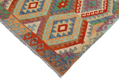 handmade Geometric Kilim Blue Rust Hand-Woven RECTANGLE 100% WOOL area rug 3 x 5