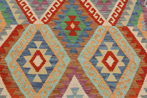 handmade Geometric Kilim Blue Rust Hand-Woven RECTANGLE 100% WOOL area rug 3 x 5