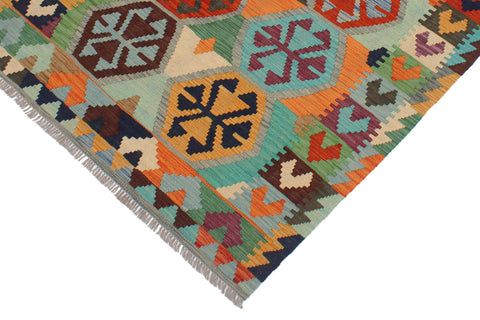 handmade Geometric Kilim Gray Blue Hand-Woven RECTANGLE 100% WOOL area rug 3 x 5