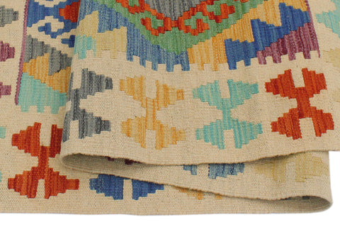 handmade Geometric Kilim Rust Beige Hand-Woven RECTANGLE 100% WOOL area rug 3 x 5