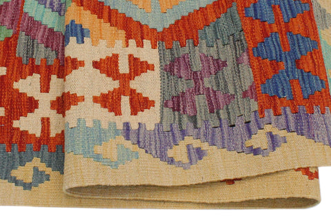 handmade Geometric Kilim Rust Gold Hand-Woven RECTANGLE 100% WOOL area rug 3 x 5