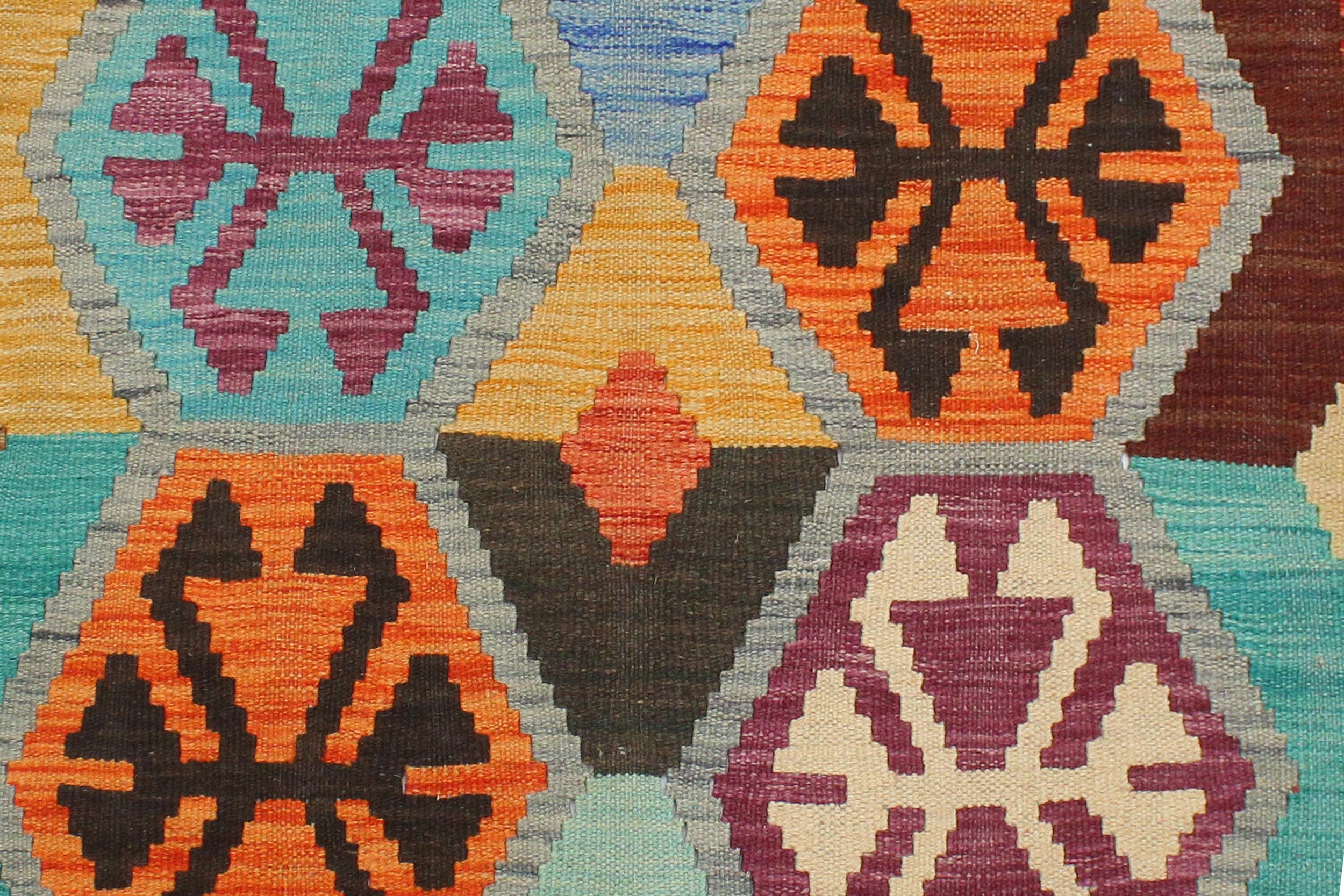 handmade Geometric Kilim Gray Rust Hand-Woven RECTANGLE 100% WOOL area rug 3 x 5