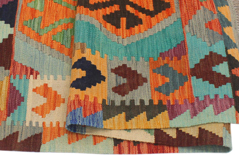 handmade Geometric Kilim Gray Rust Hand-Woven RECTANGLE 100% WOOL area rug 3 x 5