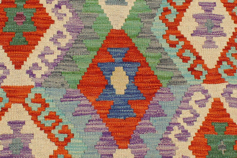 handmade Geometric Kilim Rust Blue Hand-Woven RECTANGLE 100% WOOL area rug 3 x 5