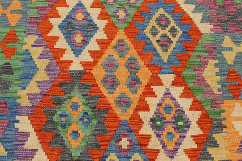 handmade Geometric Kilim Blue Green Hand-Woven RECTANGLE 100% WOOL area rug 3 x 5