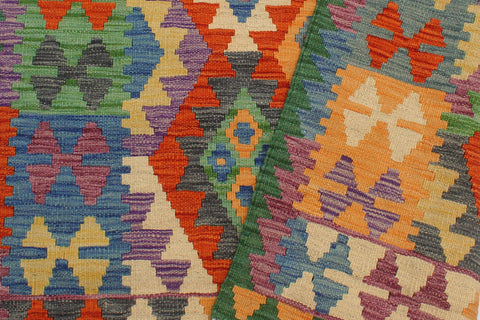 handmade Geometric Kilim Blue Green Hand-Woven RECTANGLE 100% WOOL area rug 3 x 5