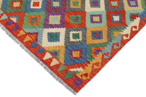 handmade Geometric Kilim Rust Beige Hand-Woven RECTANGLE 100% WOOL area rug 3 x 5