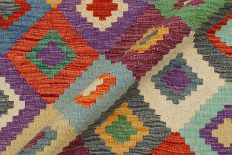 handmade Geometric Kilim Rust Beige Hand-Woven RECTANGLE 100% WOOL area rug 3 x 5