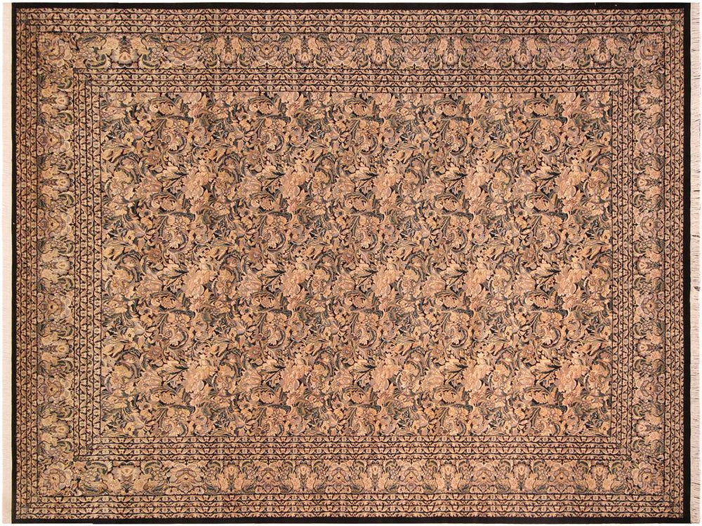 handmade Traditional Rimjim Black Gold Hand Knotted RECTANGLE 100% WOOL area rug 10x14