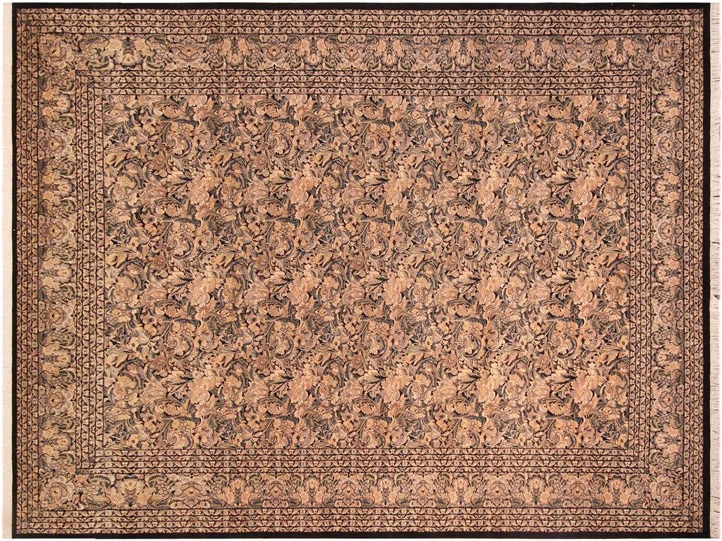 handmade Traditional Rimjim Black Gold Hand Knotted RECTANGLE 100% WOOL area rug 10x14