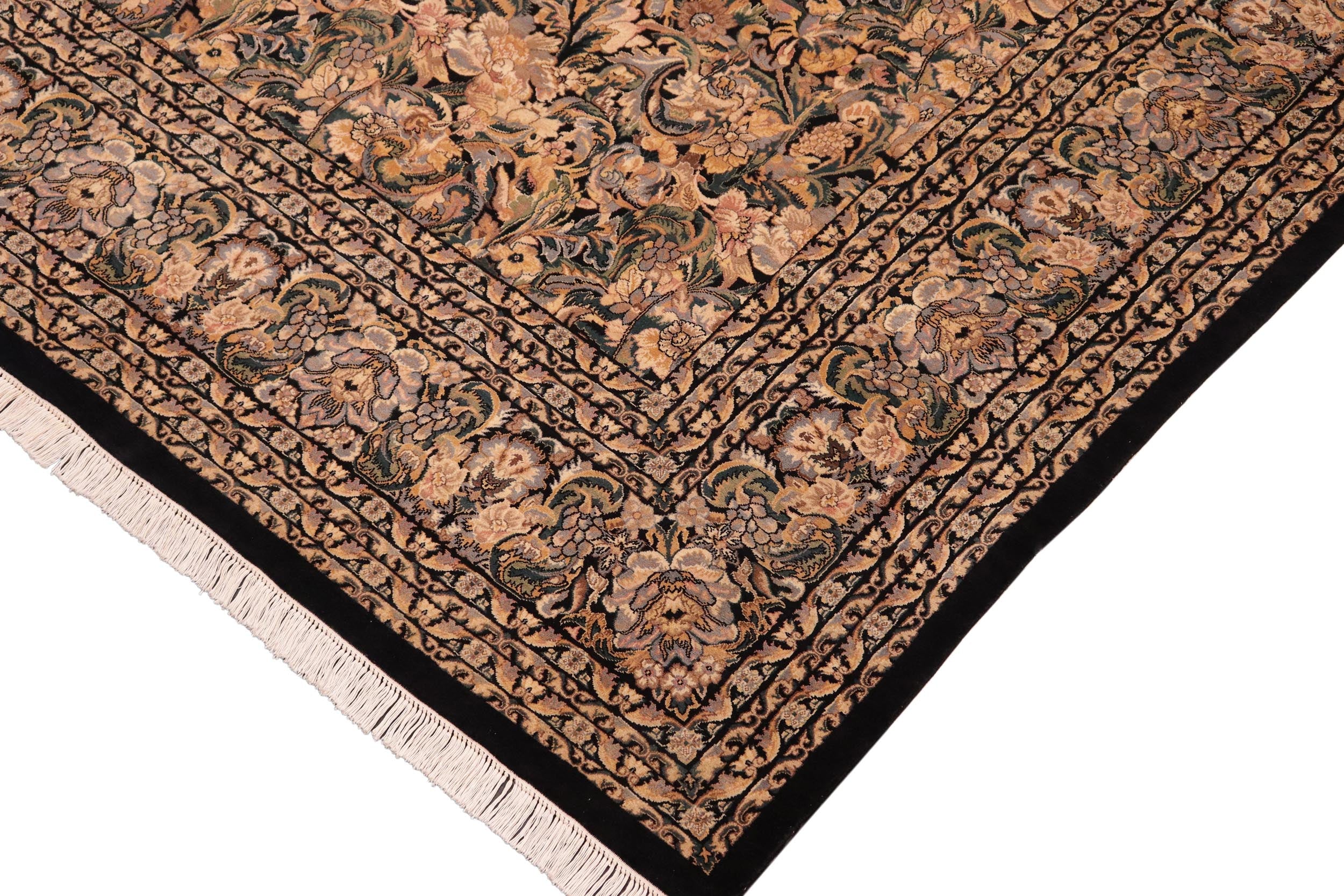 handmade Transitional Rimjim Black Gold Hand Knotted RECTANGLE 100% WOOL area rug 10x14