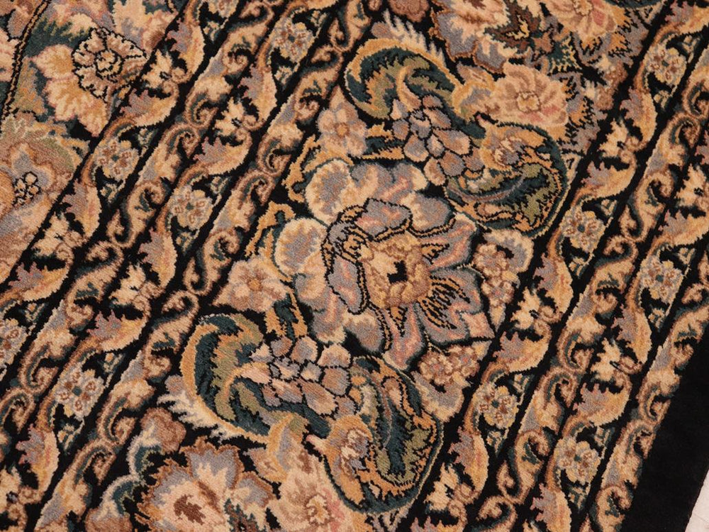 handmade Traditional Rimjim Black Gold Hand Knotted RECTANGLE 100% WOOL area rug 10x14