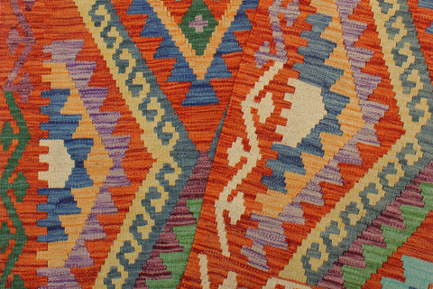 handmade Geometric Kilim Rust Blue Hand-Woven RECTANGLE 100% WOOL area rug 3 x 5