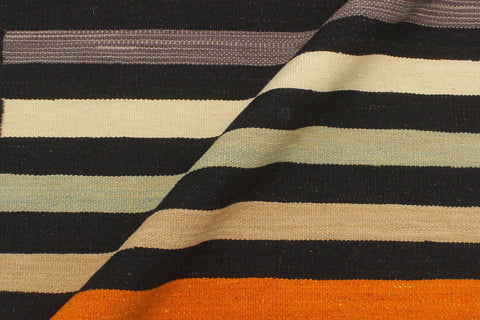 handmade Modern Kilim Black Red Hand-Woven RECTANGLE 100% WOOL area rug 3x5