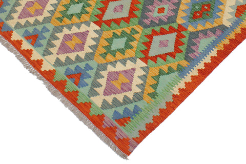 handmade Geometric Kilim Blue Rust Hand-Woven RECTANGLE 100% WOOL area rug 3 x 5