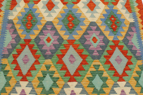 handmade Geometric Kilim Blue Rust Hand-Woven RECTANGLE 100% WOOL area rug 3 x 5